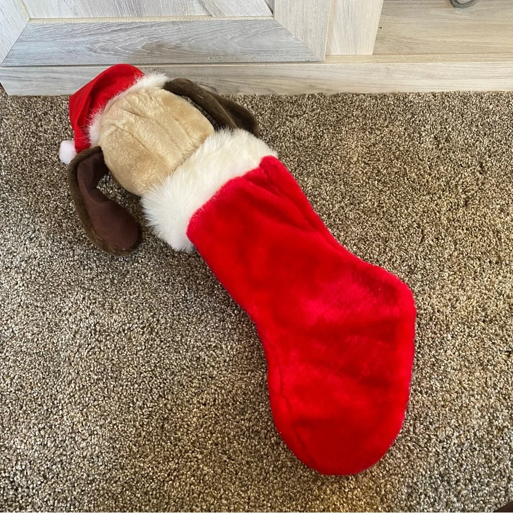 Vintage Sad Sam Dog Plush Christmas Stocking Beautiful Sweet Puppy Holiday Dog